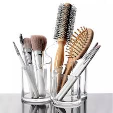 3 compartment makeup brush holder