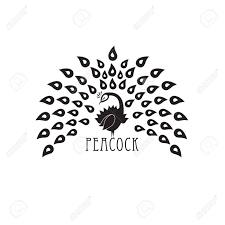 Ornamental Silhouette Of Peacock Template For Icon Logo Print