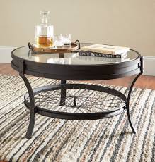 Round Glass Top Coffee Table Black In
