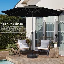 Best Choice S 10ft Outdoor Steel Market Patio Umbrella W Crank Tilt Push On 6 Ribs Black