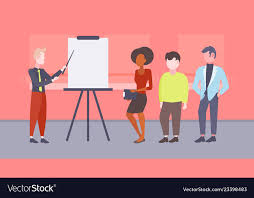 Businessman Pointing Flip Chart Giving Financial