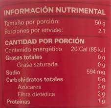 Chile Chipotle La Costena Informacion Nutricional gambar png