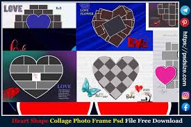 heart shape collage photo frame psd