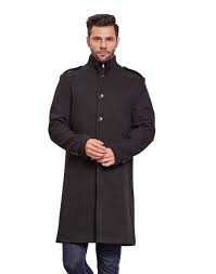 Men Super Long Coat Black Color