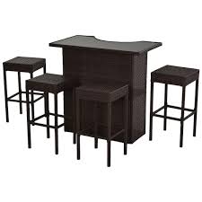 Outdoor Serving Bar Set With 4 Chairs