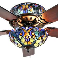 Recensisci per primo segnaposto tiffany annulla risposta. River Of Goods Halston 52 In Blue Tiffany Stained Glass Led Ceiling Fan With Light 20064 The Home Depot