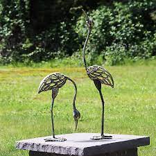 Cast Iron Garden Decor Crane Bird