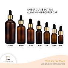 Amber Glass Bottle Gold Aluminium