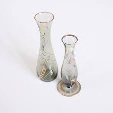 Vintage 1950s Smoke Color Glass Vases