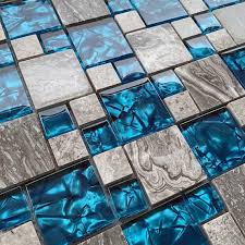glossy stone mix glass mosaic tile gray