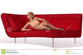 Nackte Frau auf rotem Sofa stock abbildung. Illustration von verlockend -  12388647