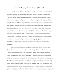 sample five paragraph thematic essay on of mice and men before 