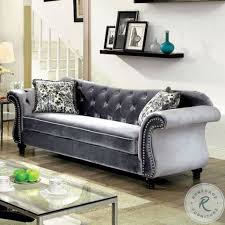 Jolanda Grey Flannelette Fabric Sofa