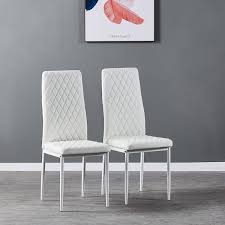 white pu leather dining chairs set