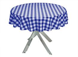 Gingham Round Tablecloth Royal Blue