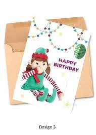 Elf Christmas Cards Happy Birthday Personalized Card From Girl Free