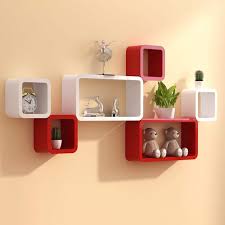 Cube Shape Wooden Wall Shelves For