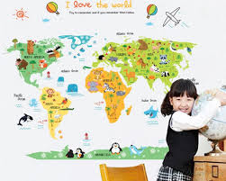 Animals World Map Wall Decal Decal