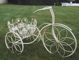 Vintage Cream Bicycle Garden Planter By