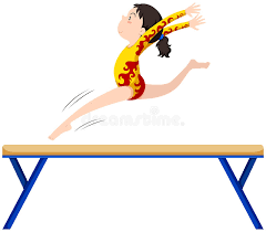 gymnastics on balance beam stock vector
