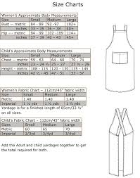 Crossback Apron Size Charts Sewing Patterns Sewing
