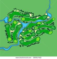 Golf Course Layout Map Flags Trees
