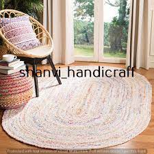 braided bohemian oval rug cotton 4x6