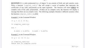 Solved Question 2 A Cubic Polynomial