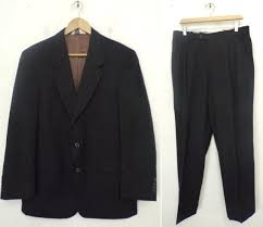 Vintage Evan Picone Black Pinstriped Two Piece Suit Mens Size 42r 34 Waist Evan Picone Two Piece Suit Black Pinstriped Formal 90s Suit