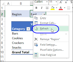 automatically refresh an excel pivot