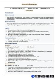 Latest Resume 2018 Templates For Bookkeeper 6 Samples In Word