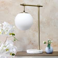 White Glass Globe Shade Table Desk Lamp