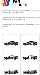 Some of the information came from reddit. R Nascar On Reddit On Twitter New Nascar Fan Council Survey Asking About Different Mockups For Number Placement Via U Fourthsail Https T Co 0zyma2csac Nascar Https T Co R5khxll0u3