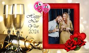 new year 2024 party chagne photo frame