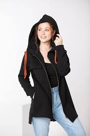 Casual Black Hooded Jacket Women Short