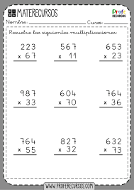 fichas de multiplicaciones de 3 cifras