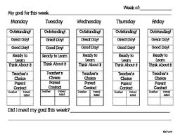 Clip Chart Weekly Behavior Sheet With Goal Setting
