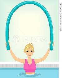 aqua aerobics pool noodle stock
