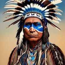 american indian with blue war paint