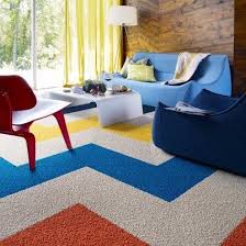 living room with chevron rugs
