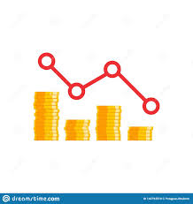 Coin Price Down Graph Many Coins Flat Icon Stock Vector