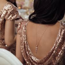 rose gold bridal back necklace for low