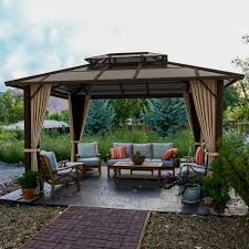 10 Ft D Aluminum Brown Patio Gazebo