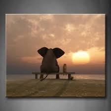 Buy premium quality framed canvas art ready to hang on your wall of office or home. Framed Elephant Dog On Beach Wall Art Canvas Print Picture Animal Pictures Decor 601028012589 Ebay