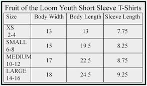 Fruit Of The Loom Size Chart Gallery Of Chart 2019