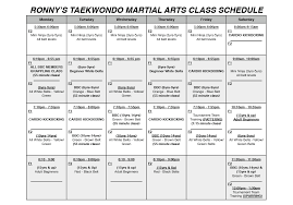 schedule ronny s taekwondo