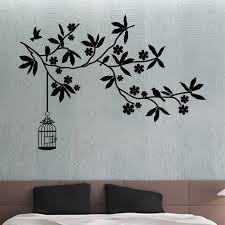 Wall Decal Bird Cage And Flowers