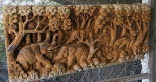 Wood Carved Sculpture Wall Hanging 29 X