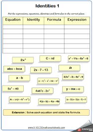 Identities Maths Worksheets Practice