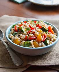 farro salad with tomatoes and grilled